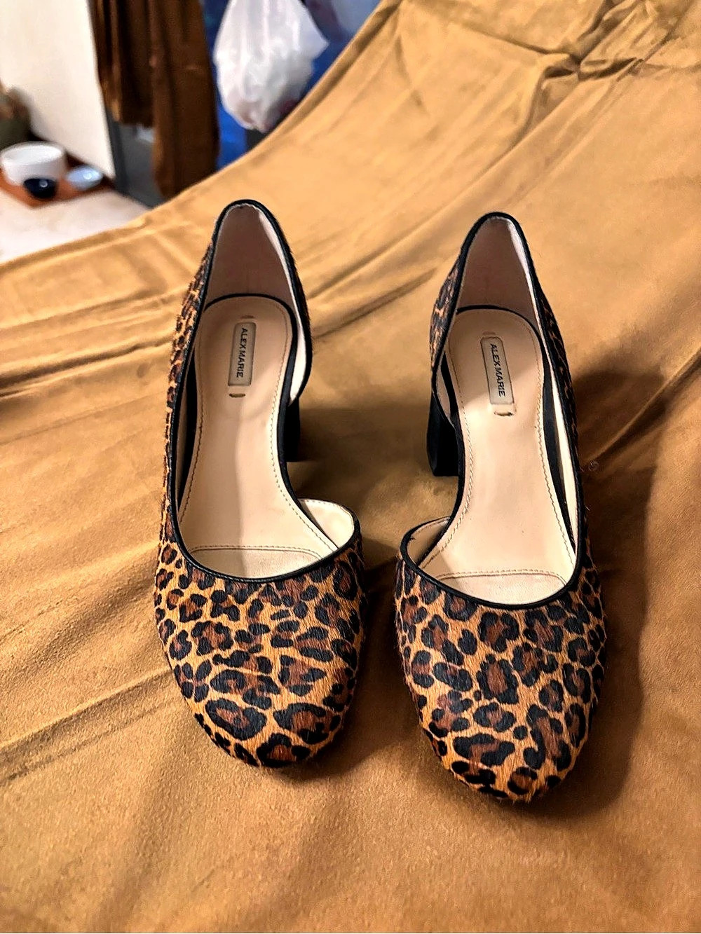 Alex Marie Leopard Print Block Heel Pumps Like New